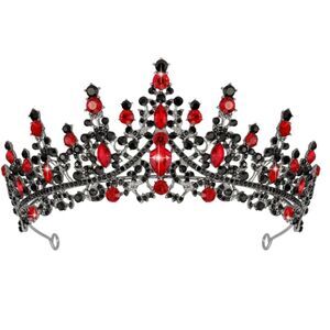 TOBATOBA Tiara Crown Royal Queen Crown Gothic Princess Cosplay Black Red NEW